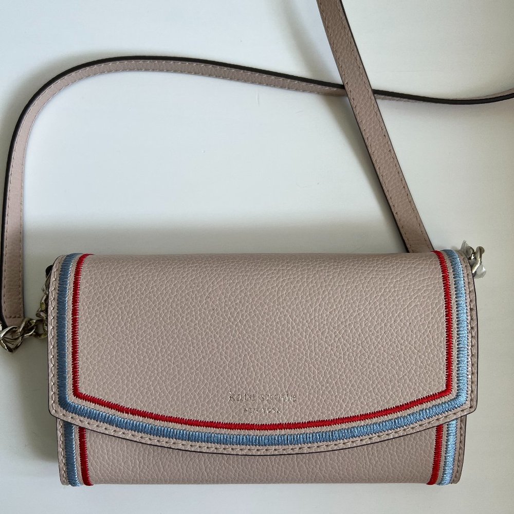 Brand New Kate Spade Eva Embroidered Wallet on Chain